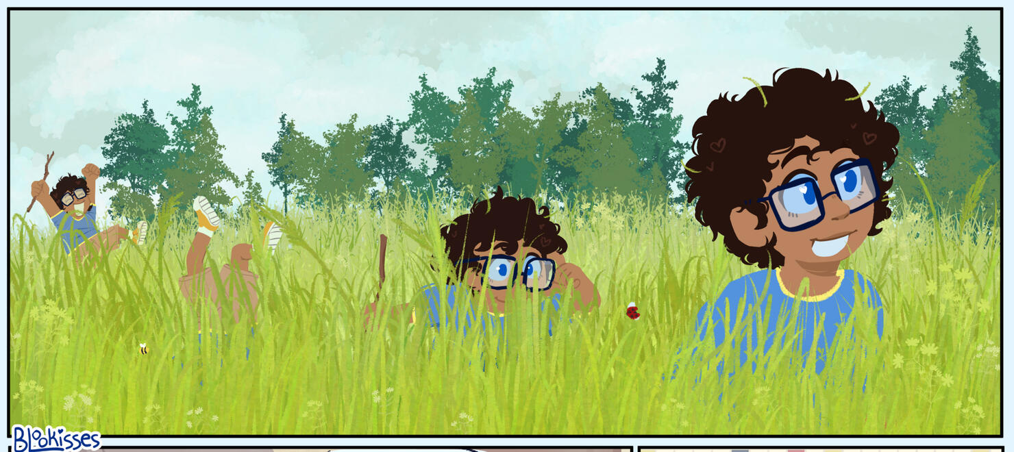 Young Clark in a field ● fanart illustration ● content source: DC Comics ● 2024