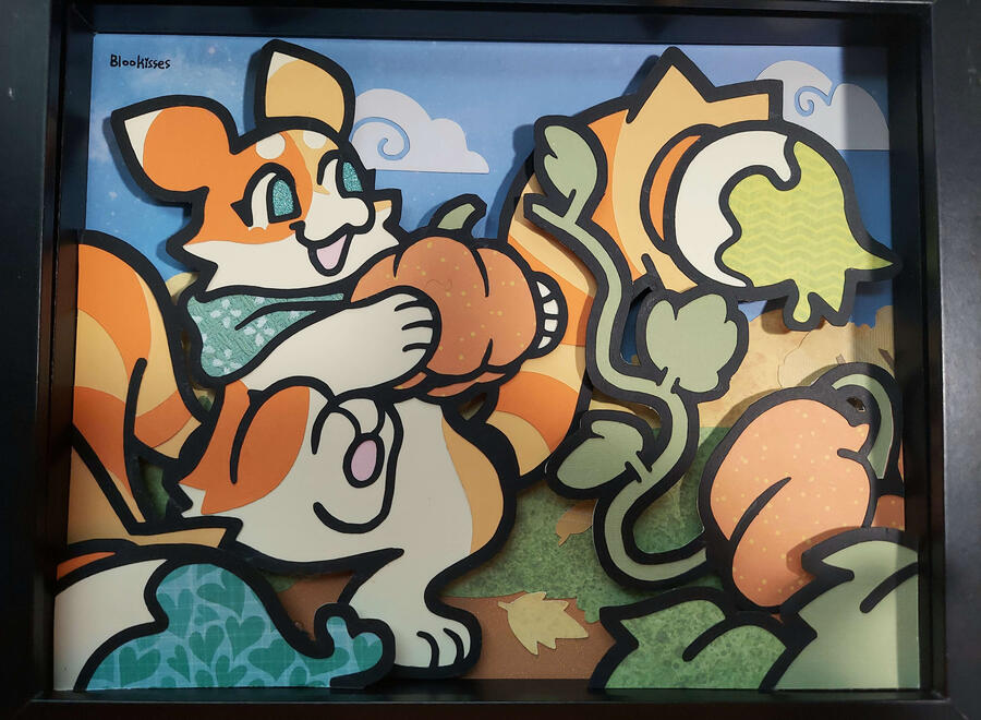 Critter ● paper diorama ● 11" × 9" ● content source: Fourleafisland (Vtuber) ● 2025