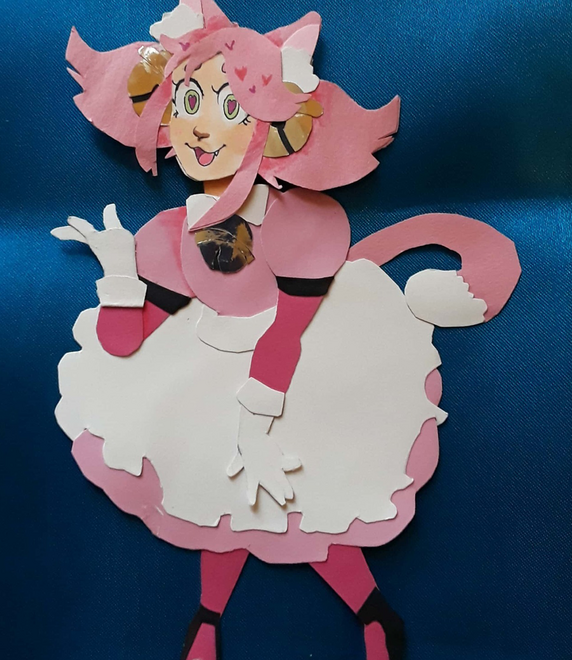 Mew Mew ● paper doll ● 7" × 9" ● content source: Undertale (video game) ● 2020