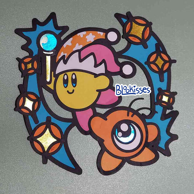 Kirby and Waddle Doo ● paper doll ● 8&quot; × 8.5&quot; ● content source: Kirby (video game) ● 2022