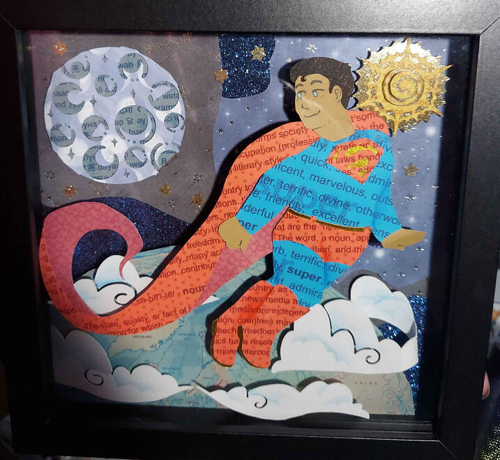 Superman ● paper diorama ● 9" × 9" ● content source: DC Comics ● 2026