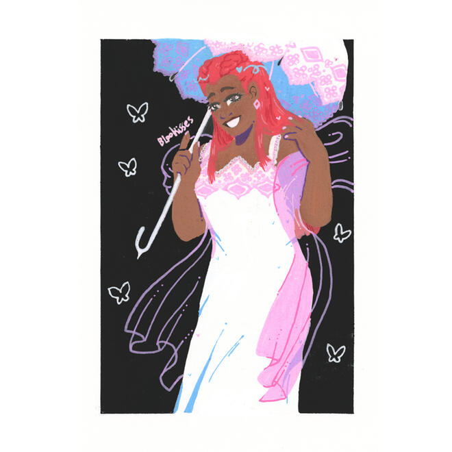 Darling ● paint illustration ● 7&quot; × 10&quot; ● content source: Ace Attorney (Video Game) ● 2022