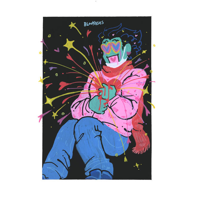 Lovesickness Is Real And It's Fatal ● paint illustration ● 7" × 10" ● content source: Ace Attorney (Video Game) ● 2022
