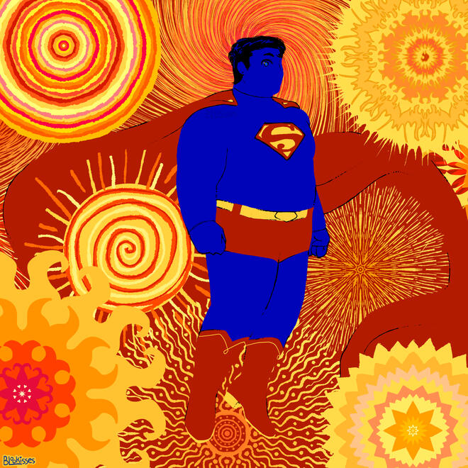 here comes the blazing amazing miracle sun ● fanart illustration ● content source: DC Comics ● 2025