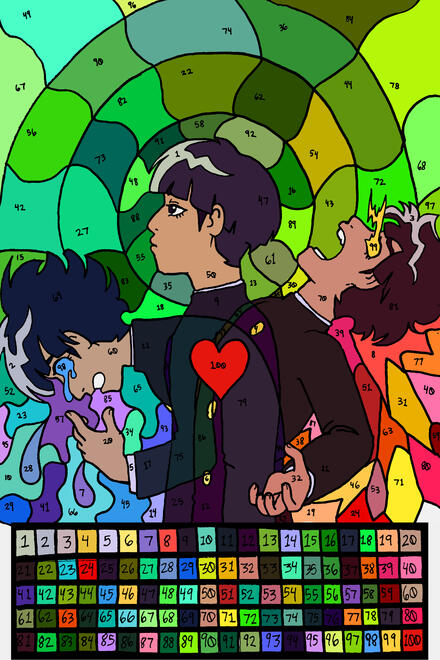 Color By Number ● fanart illustration ● content source: Mob Psycho 100 (comic/anime) ● 2020